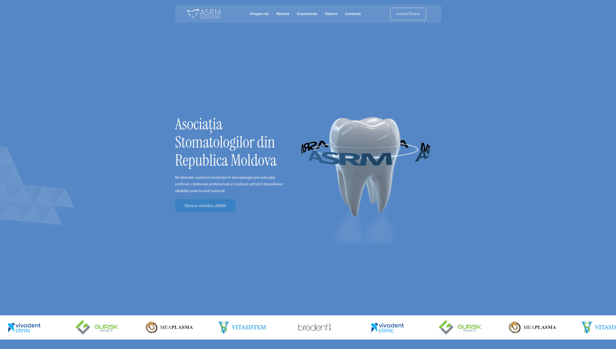 Screenshot al paginii principale ASRM