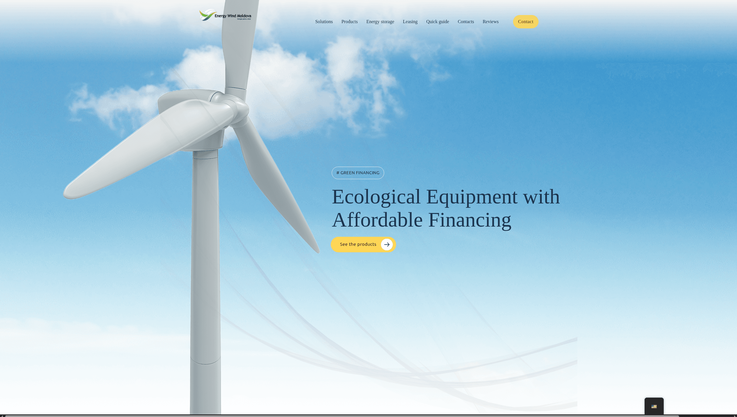 Screenshot al paginii principale Energy Wind